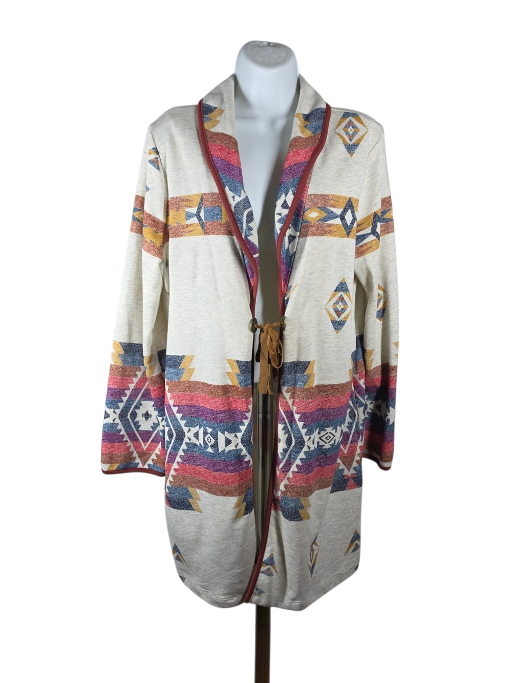 WRANGLER RETRO WESTERN PRINT CARDIGAN WITH TIE TASSEL